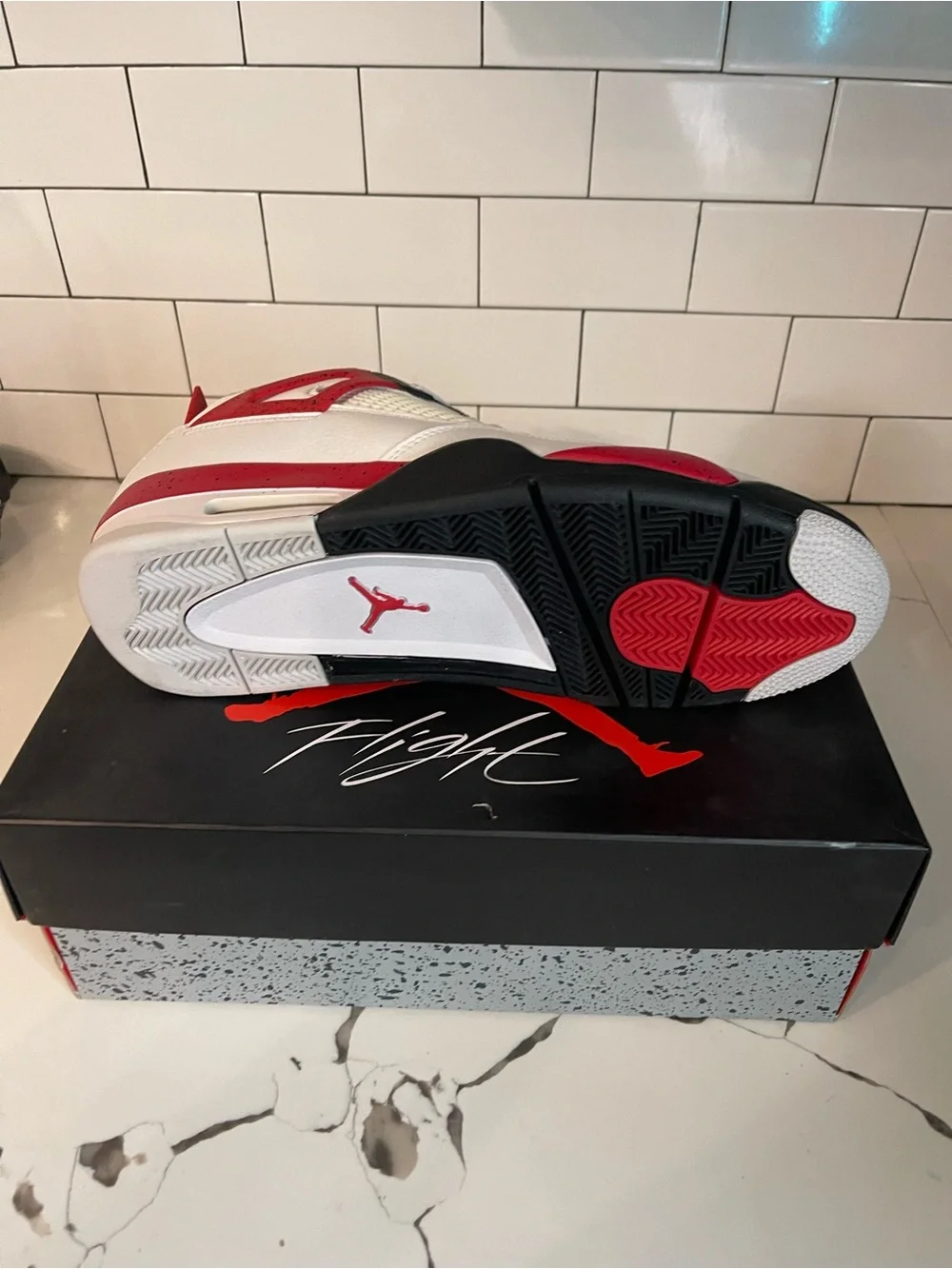 Men’s Retro 4 Red Cement Size 14.